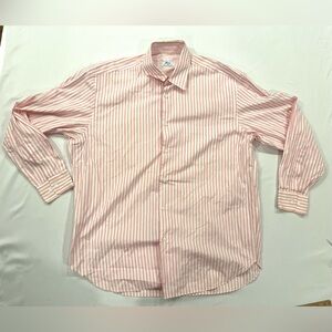 Brioni Neiman Marcus Dress Shirt 100% Cotton Pink Striped Italy Mens Large